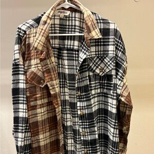 Black, White, and Brown flannel Shacket